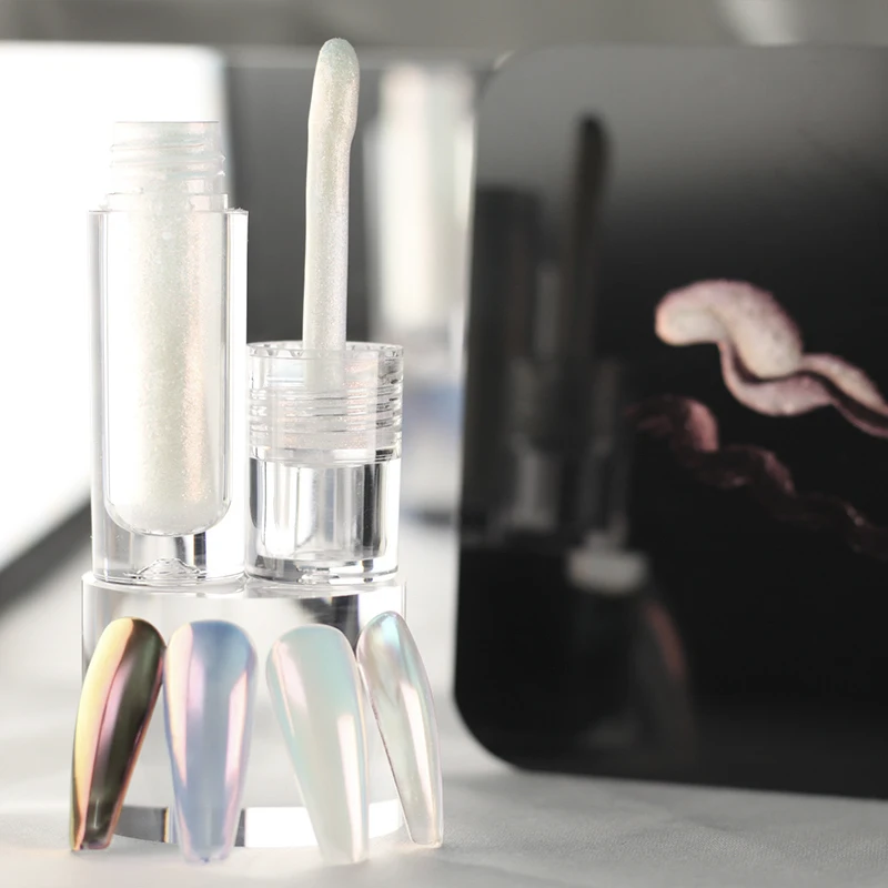 Custom Chameleon Aurora Nail Chrome Magic Liquid Mirror Powder Coating Paint OEM Nail Art Paper Box Packaging