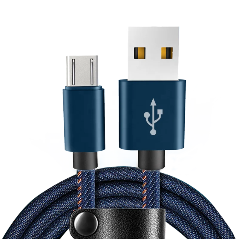 3FT/6Ft/10Ft  Wholesale Cheap Jean Denim Charger Data Micro USB Cable for Micro