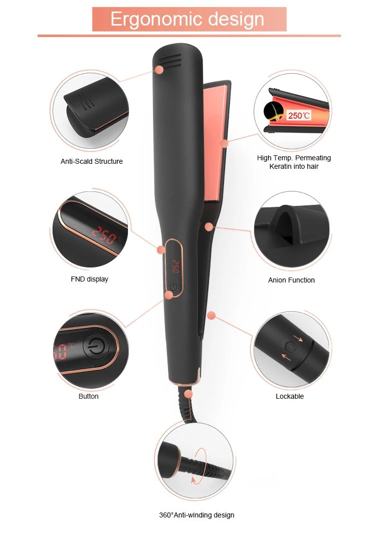 High Temperature Hair Straightener Keratin Repairs Hair  No Burnt Hair Straight And Curly  2 In 1