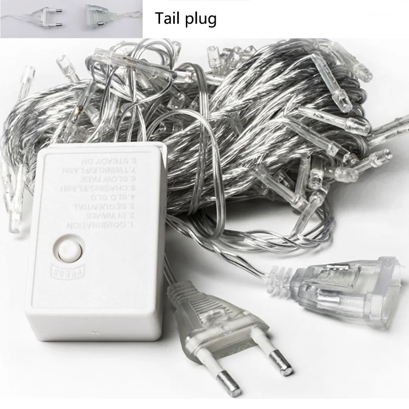 waterproof 220V EU 110V US plug 8 mode flashing light connectable fairy christmas light 10m 20m 30m 50m 100led led string