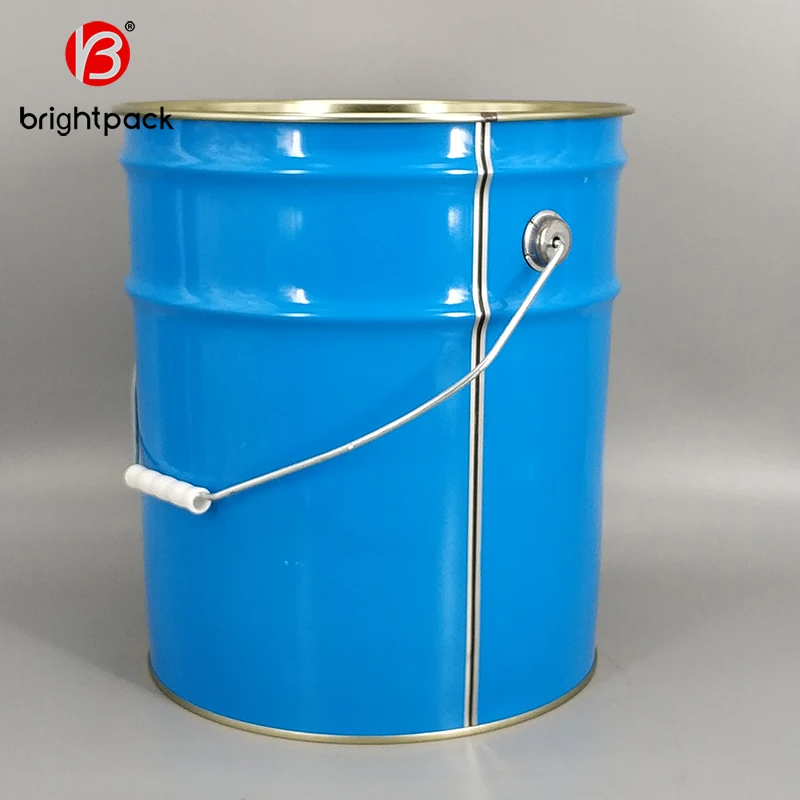 metal tin pail with lock ring lid  metal handle 5 gallon tin drum for paint packaging paint metal container