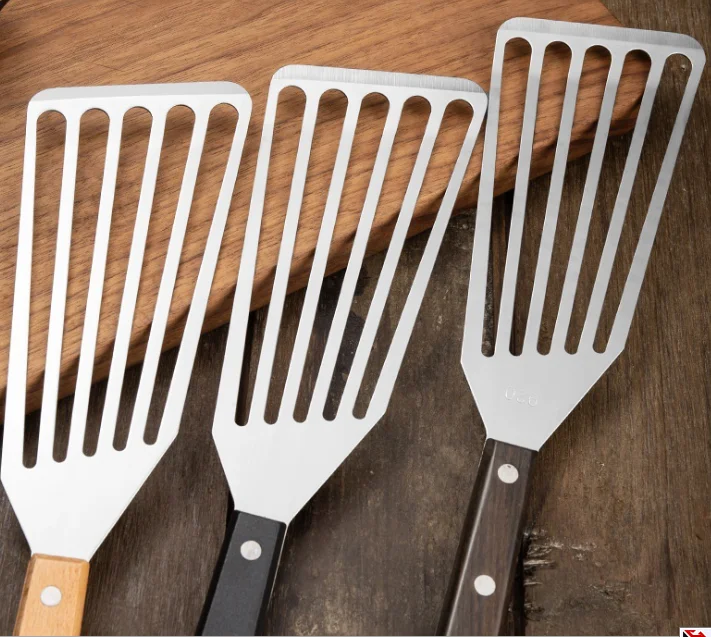 Лопатка для рыбы с деревянной ручкой, серебристая лопатка 6,5 дюйма, лопатка для рыбы с ручкой из АБС