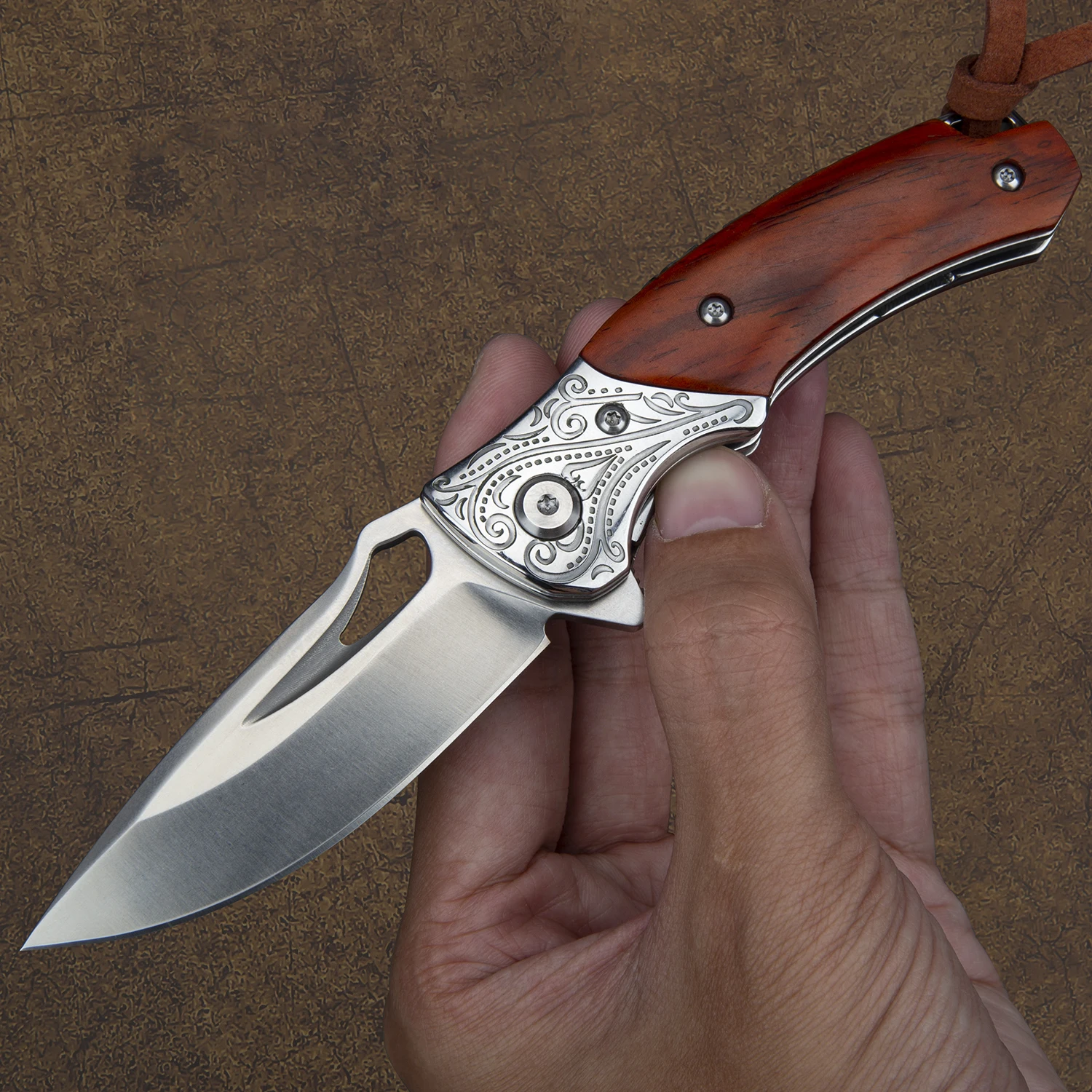 Custom Private Label Multi-tool America Rosewood Handle Survival Fishing Knife Edc M390 Steel Folding Pocket Knife for Men Women