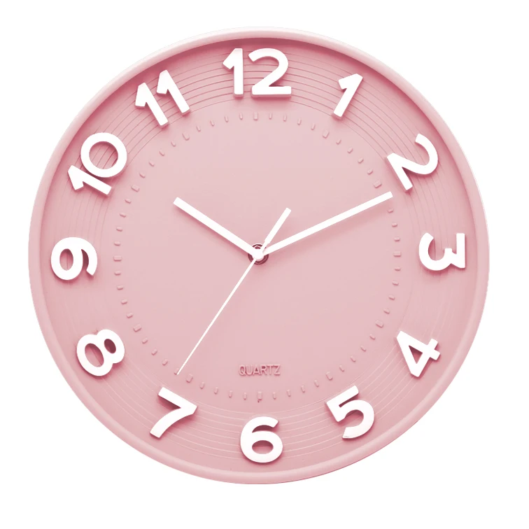 12 Inch Simple Plastic Round 3D Numbers Wall Clock manufacturer Silent Clock Custom Logo