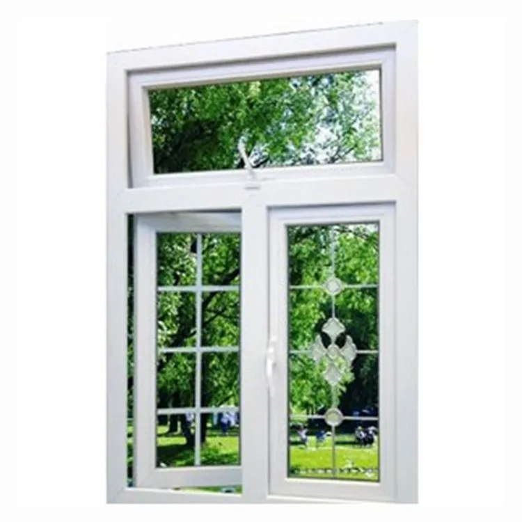 
Открытое наружное окно из ПВХ с верхним открывающимся окном 