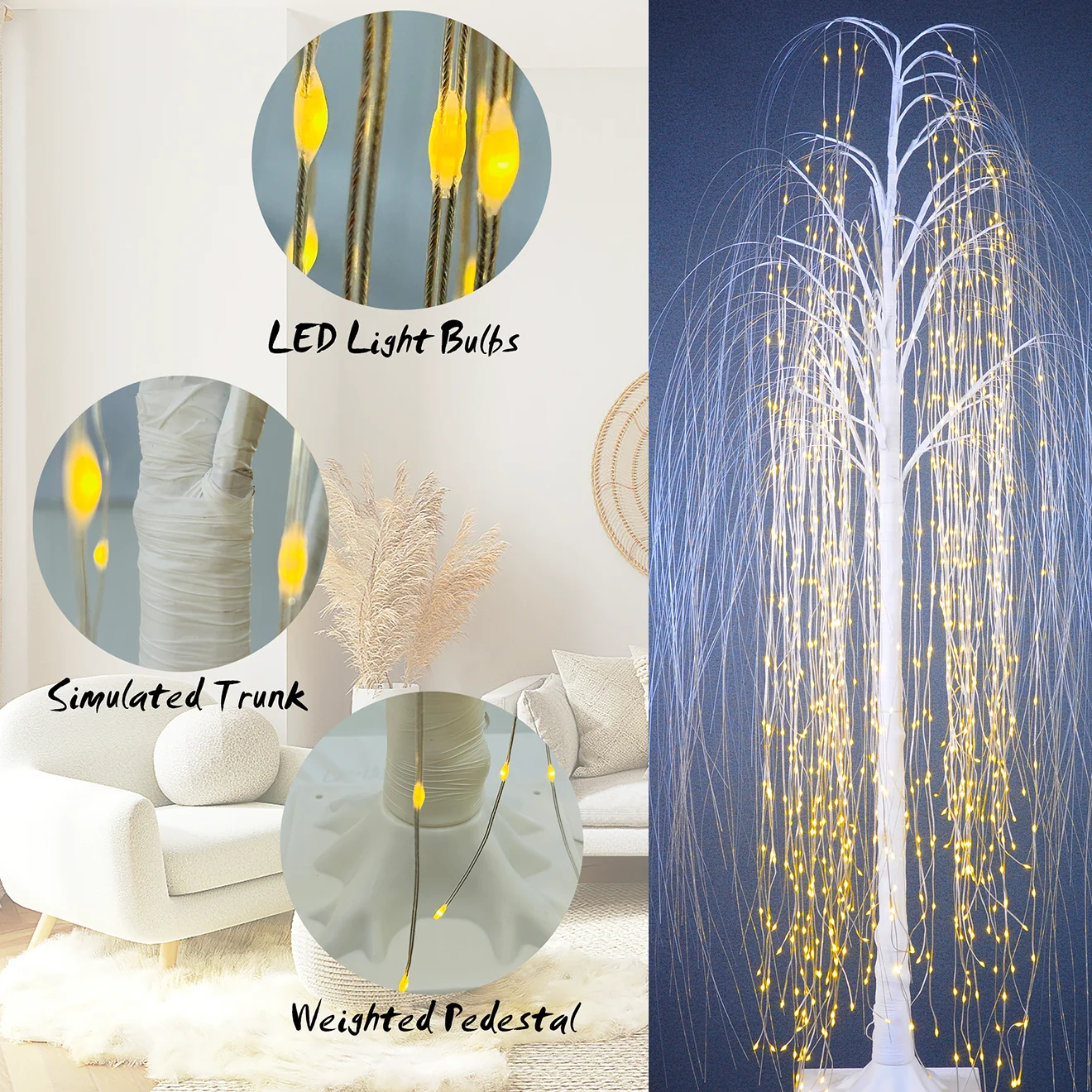 Hot Sale 1.8M 960LED Leather Thread Weeping Willow Fish Silk Tree Lamp Christmas Decoration Light For Party Room