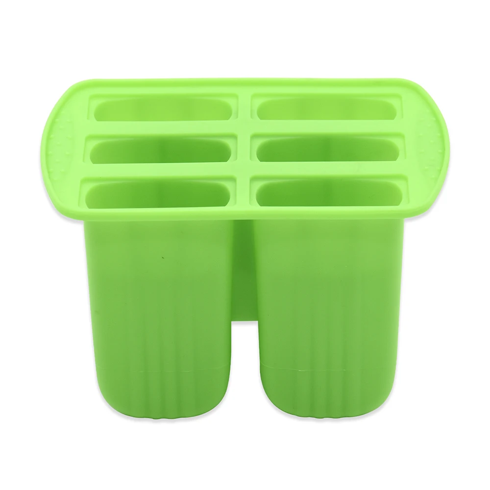 Handmade Silicone Ice Cream Mould 6 Cavity Ice Popsicle Maker Silicone Popsicle Mold Ice Pop Molds With Wood Sticks