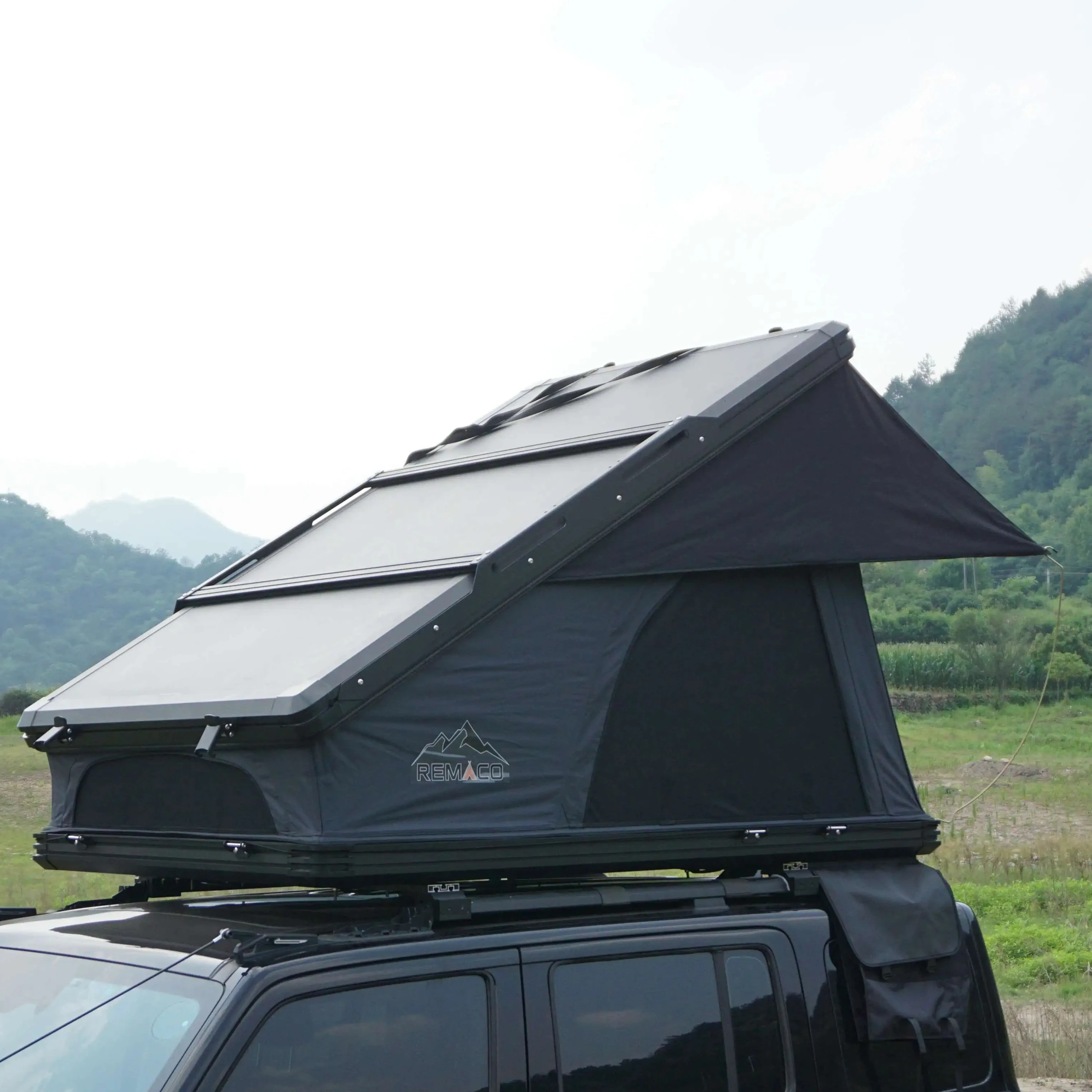 Top Level Glamping High End 4 People Car Tent with Integrated 12v AC Port/USB/DC Port, Instant Open Aluminum Roof Top Tent