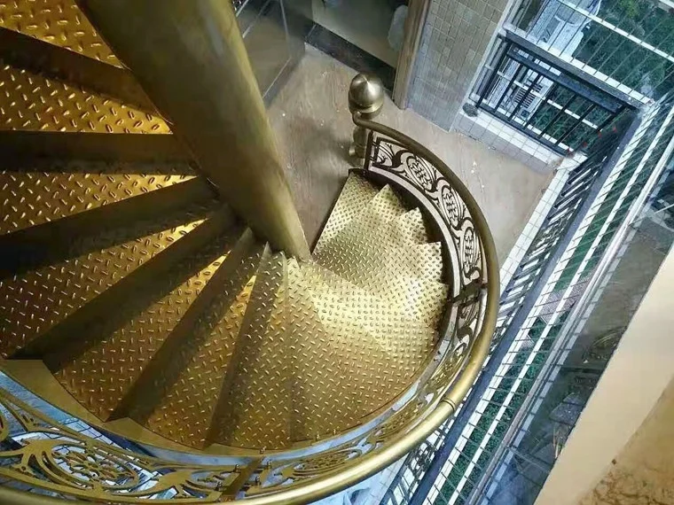 Custom304/ 316 stainless steel spiral staircase    golden spiral staircase   metal outdoor stairs   prefabricated stairs steel