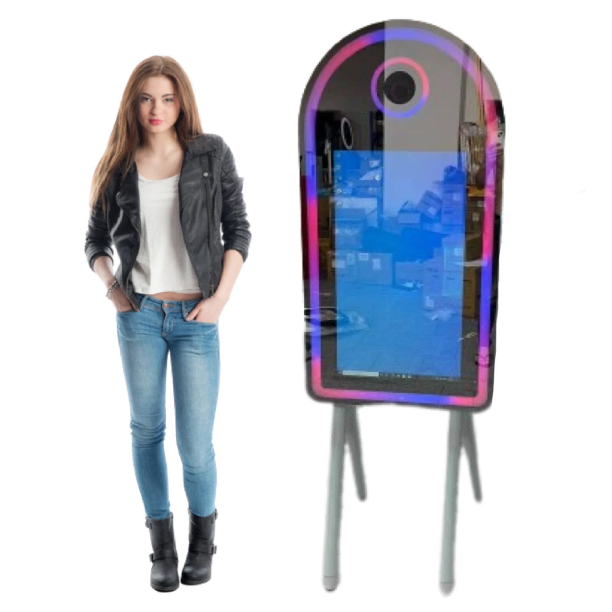 portable mirror photobooth wholesale new large thin selfie magic mirror photo booth touch screen led frame