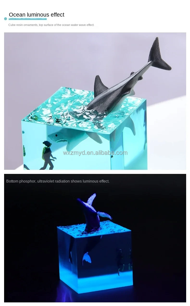 Epoxy Resin Wood Craft Lamp with LED Lights Diver Humpback Whale Table Night Light Lamp Special Gifts