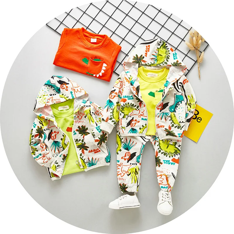 Lovely cartoon 3 pieces set autumn toddler boy clothes for baby 9-12 months