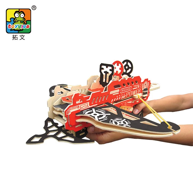 Wooden Rubber Band Gun Wooden Crossbow Kit Wooden Puzzle Gun for Target Practice STEM Educational Toy Crossbow Puzzle DIY