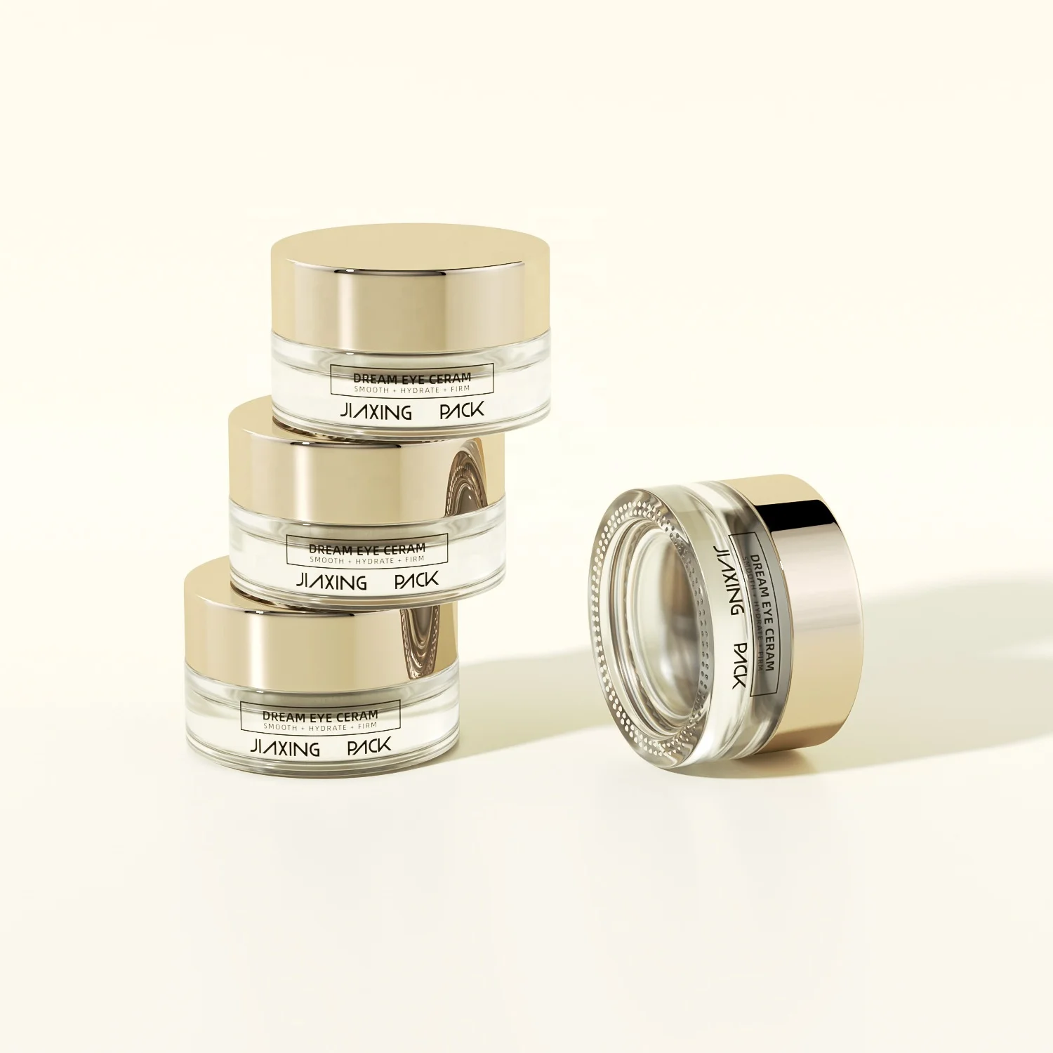 Luxury Glass Cosmetics Packaging Containers 5g 10g Skincare Lip Balm Small Gold Clear Eye Cream Cosmetics Jar With Lid