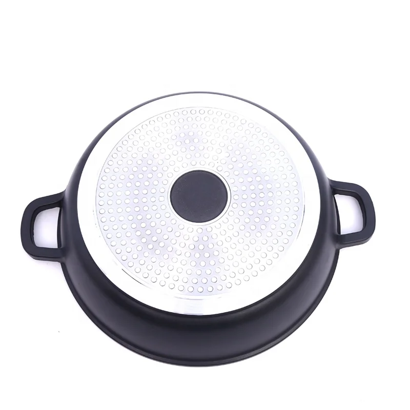 classical die cast aluminum non stick coating shallow casseroles with tempered glass and induction base pan