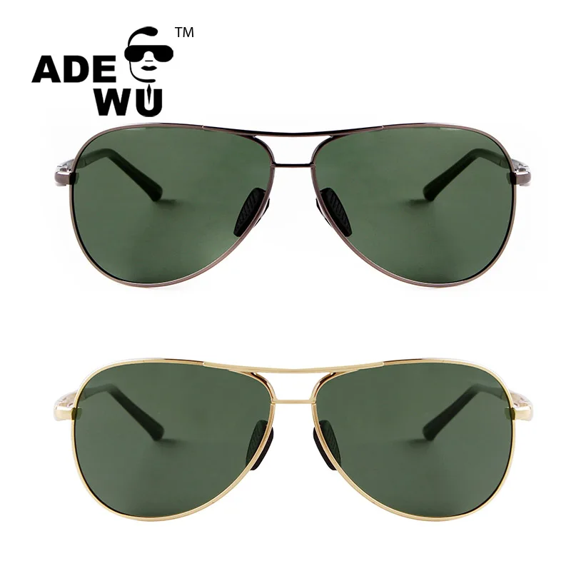ADE WU ZKS2494 Double Nose Bridge Metal Frame Sun Glasses Polarized Popular Design Driving Sunglasses