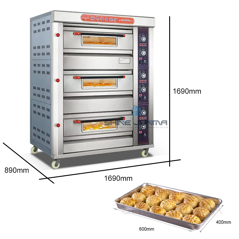 guangdong 3 deck 9 tray industrial baking machine commercial oven bakery equipment electric deck oven gas bread oven
