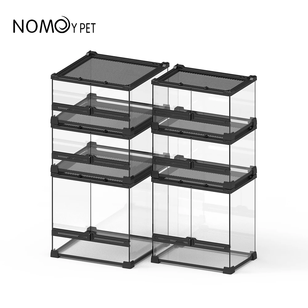 NOMOY PET reptile glass terrarium habitat with double hinge door and top screen ventilation for amphibians
