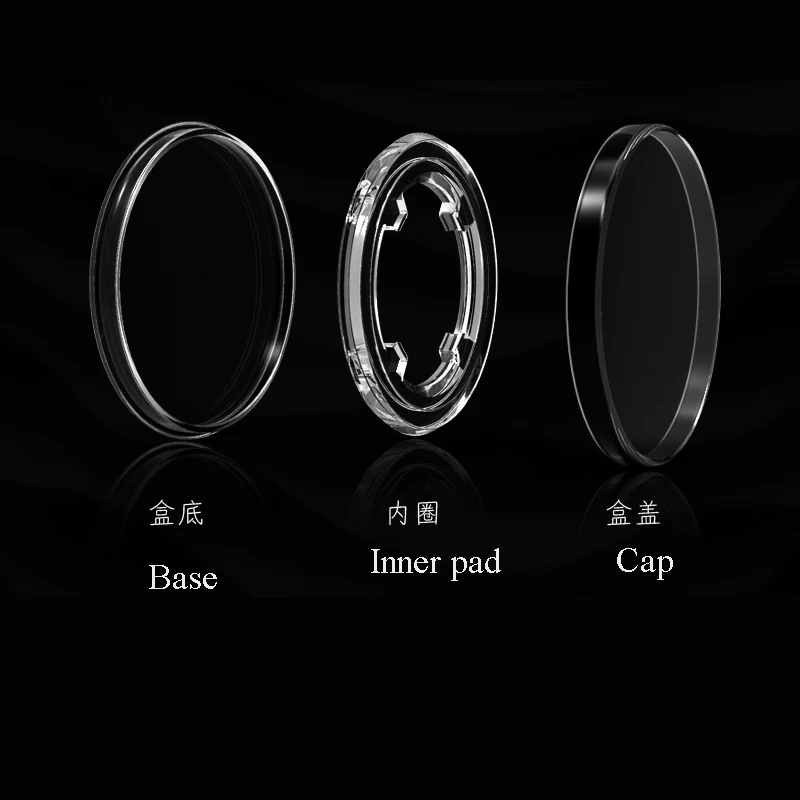 III-G идентификация монетная плитка круглая капсула с внутренним кольцом PS крышка, композитный внутренний размер кольца от 10-40 мм