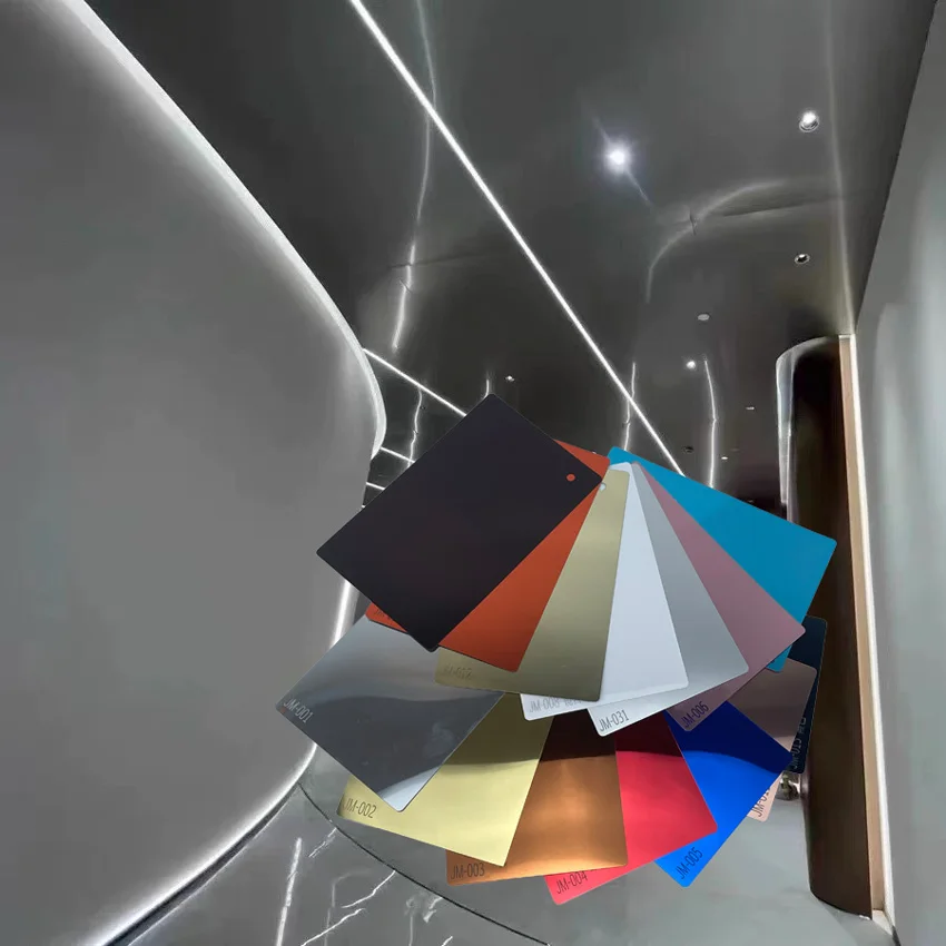 Foshan factory  Mirror Wall Decor Wall Panel PET Bamboo Wood Fiber Wood Crystal Veneer Board For Hotel Deco