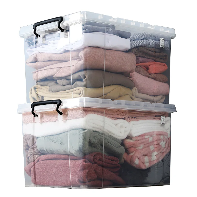 Wholesale 70 Quart/66 Liter Ultra Box Clear With White Lid and Black Latches Tote Organizing Container Plastic Storage Bins