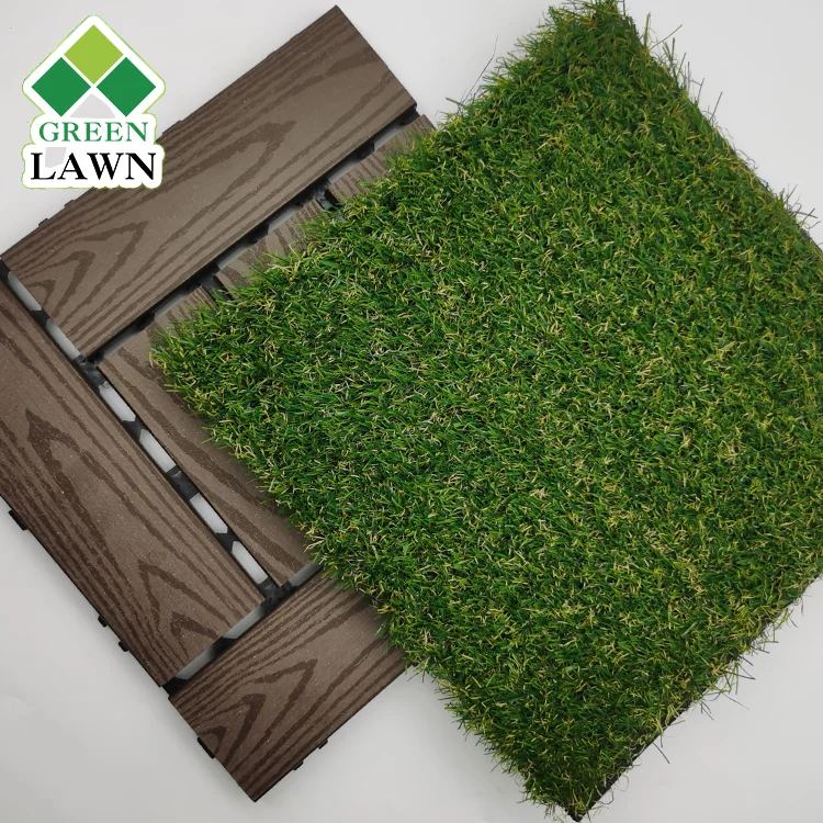 China garden courtyard flooring interlocking turf tiles decoration artificial grass carpet