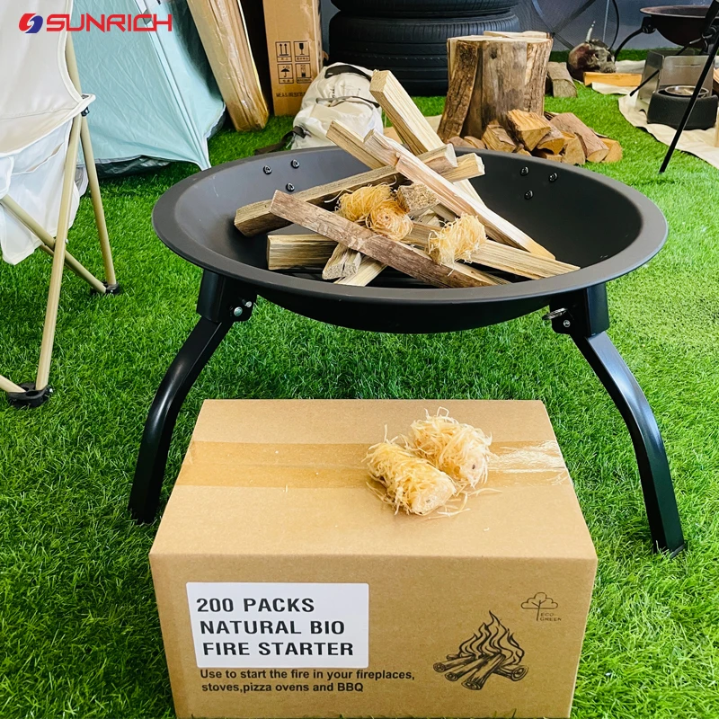 200 pcs per box Organic 100% All Natural Easy Burn Wool Wood Firelighter  Fireplace Fire Starter