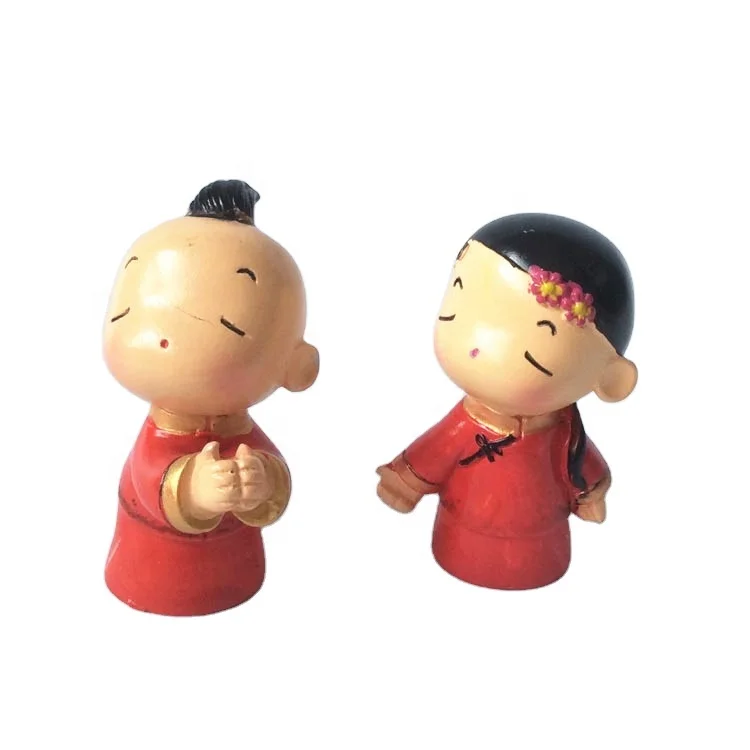 2pcs Boy And Girl Statue Lover Doll Chinese Groom Bride Miniature figurine wedding decoration doll