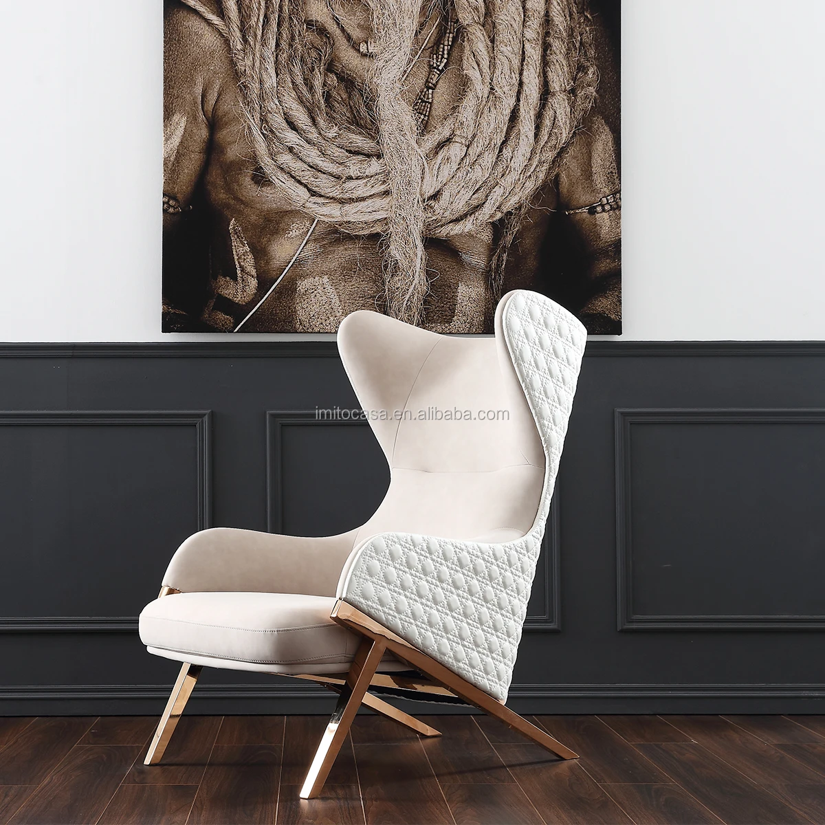 
New Design Retro American Living Room Floral Fabric Leisure Sofa Chair Elegant Upholstered Accent Chair Comfortable Single Sofa 