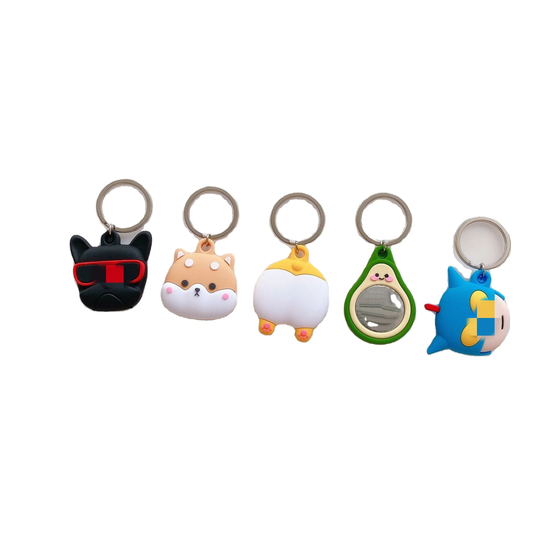 3D Cute Cartoon Corgi Dog Fruit Avocado Protective Cases For AirTags Case Locator Tracker Anti-Lost Keychain For Apple Air Tag