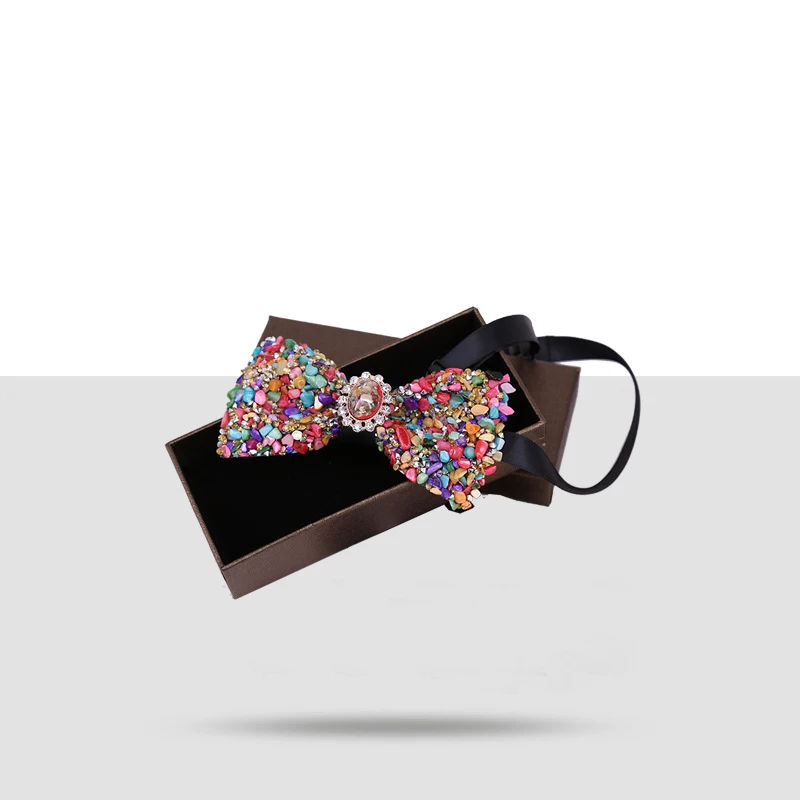 Rhinestone crystal diamond Bowtie Necktie Luxury Banquet Wedding Party Gift box packaging Butterfly Men Bow tie