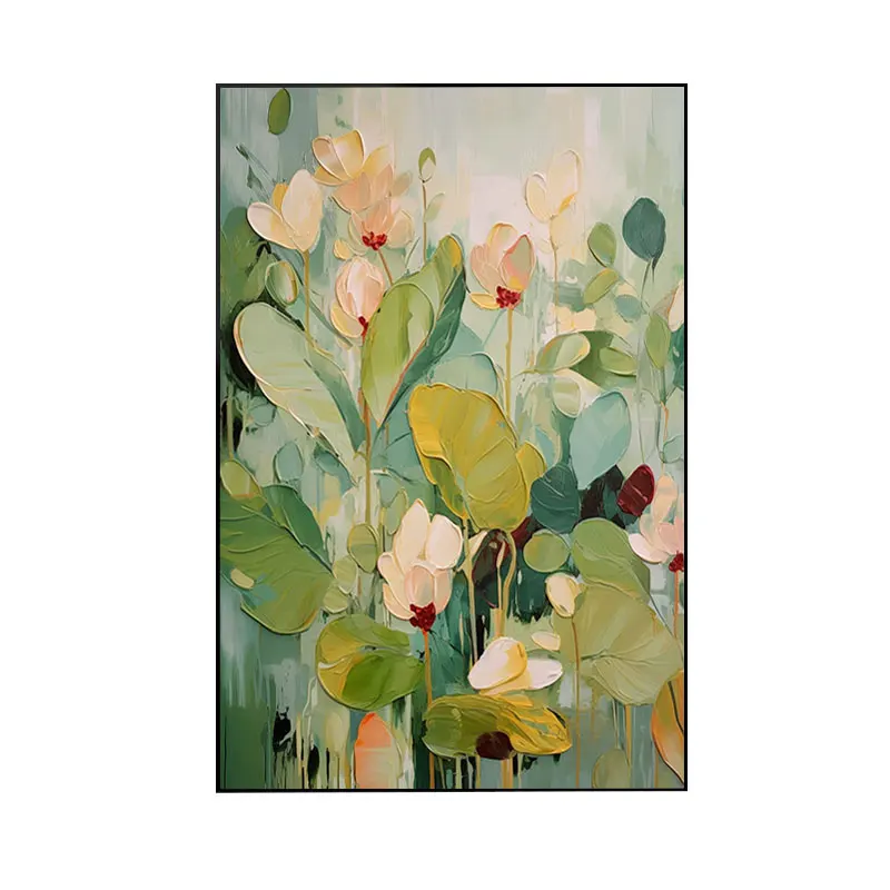 100% Handmade Modern Texture Canvas Art Abstract Colorful Floral Oil Paintings Luxury Art For Living Room