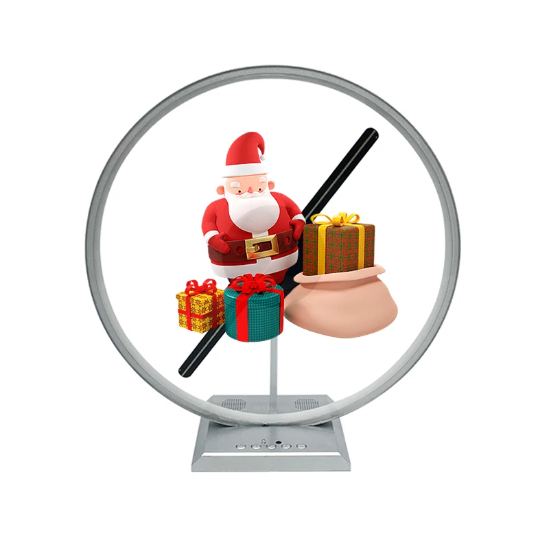 25.5cm 3D Desktop Fan Screen Hologram Advertising Machine Projector Light Display Holographic Battery Powered Desktop LED Fan