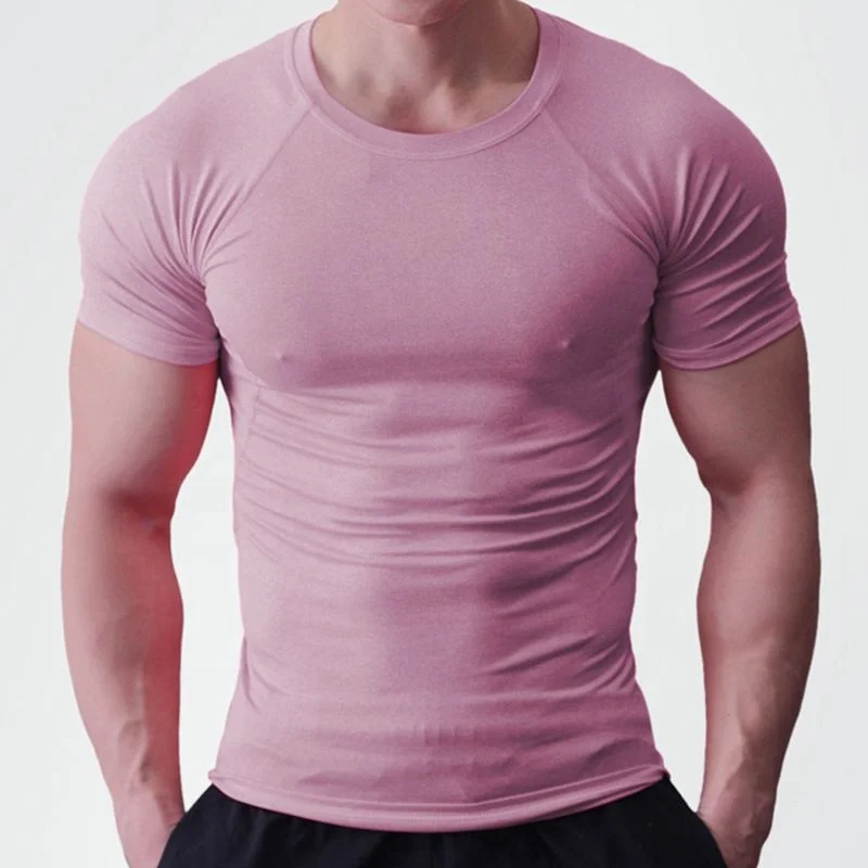 Athletic shirts for 95%cotton 5% elastane muscle fitted athletic gym wear men t shirt for workout