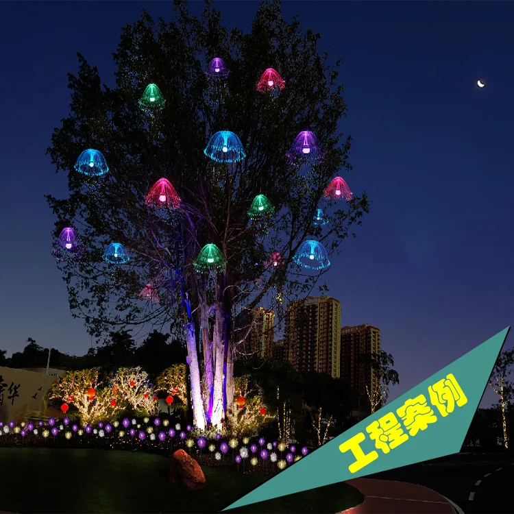 Jellyfish lamp hanging outdoor led Christmas garden decor fiber optic led light electric decoration light for events