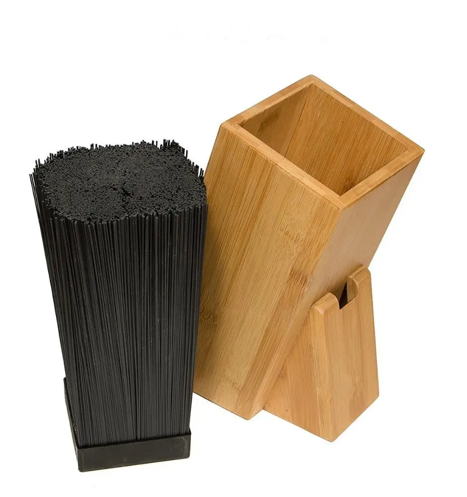 Wholesale Universal Slotless Bamboo Kitchen Plastic Fishing Rod Holder Knife Block With Black Bristles Insert