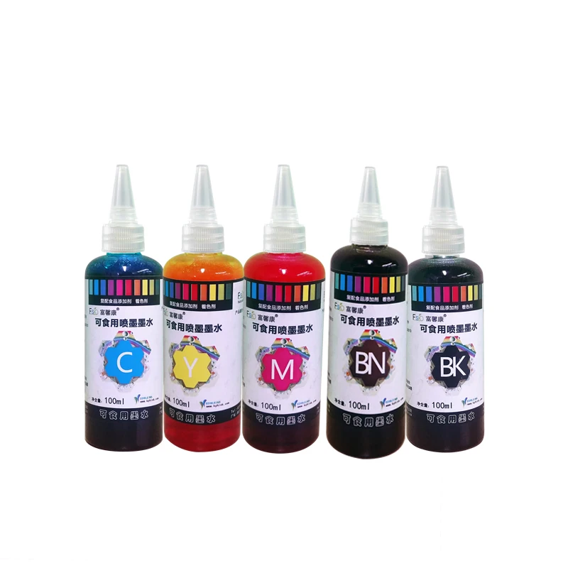 Edible inkjet ink suitable for multiple digital printing machines with bright colors and smooth ink output