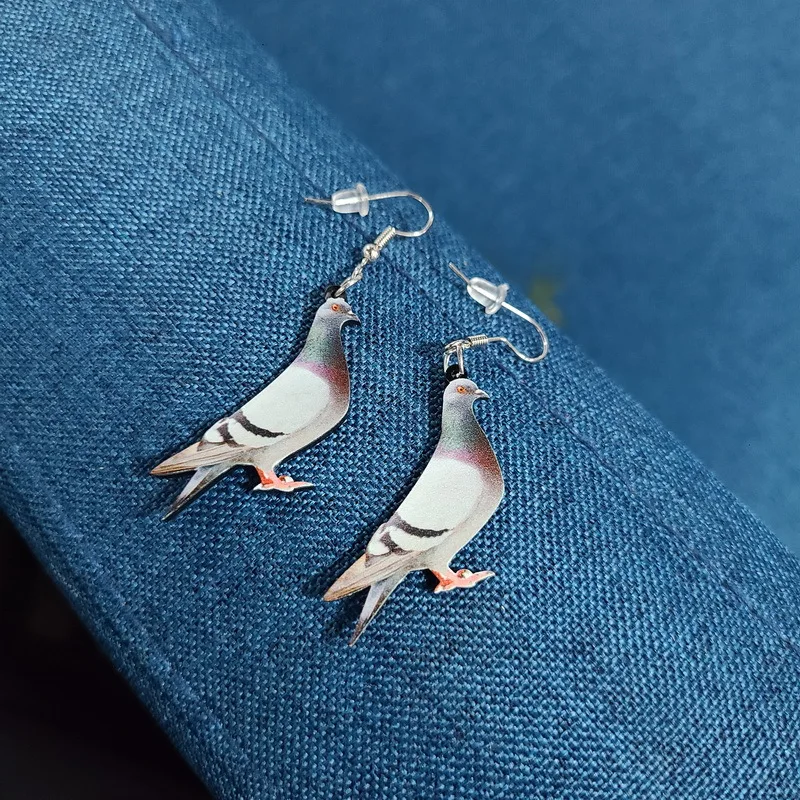 Hot Sale Fashion Cute Birds Acrylic Fishing Rod Earrings Pigeon Eagle Owl Animal Earrings for Women