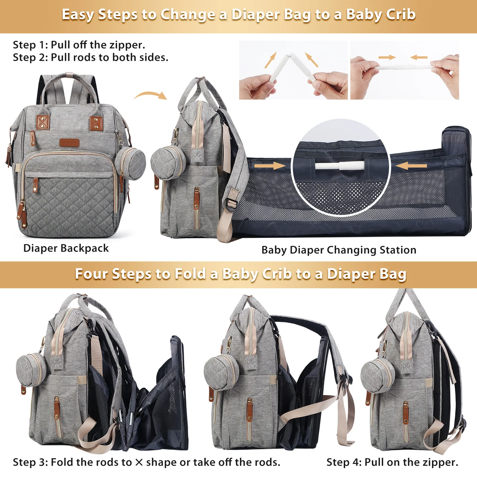 Customized Large Capacity Mommy Bag Backpack Mother and Baby Bag Outdoor Travel Baby Supplies Sorting Bag