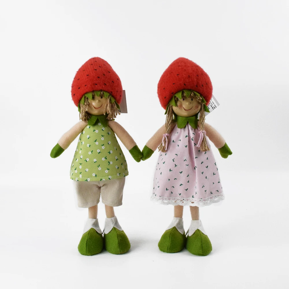 Craft Gift Cute Spring Decoration Flower Boy Girl Fabric Doll With Red Strawberry Hat 2021 New Idea Decoration