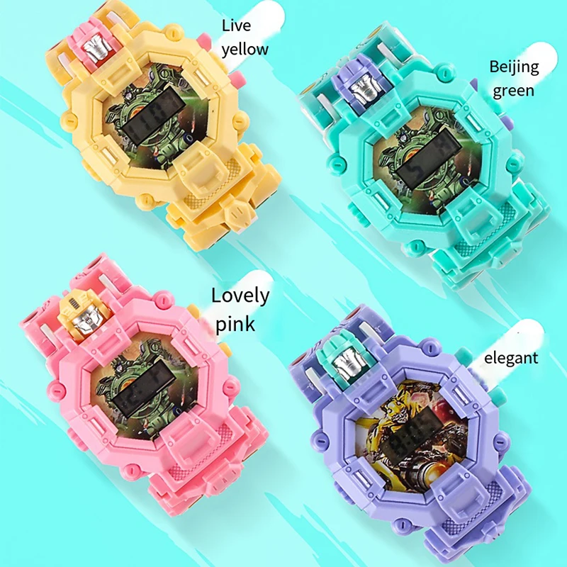Funny Gift Intelligent Digital Transform Toys Kids Robot Watch Educational Toy Children Toys Acceptbale as Picture 5 Cartons ABS
