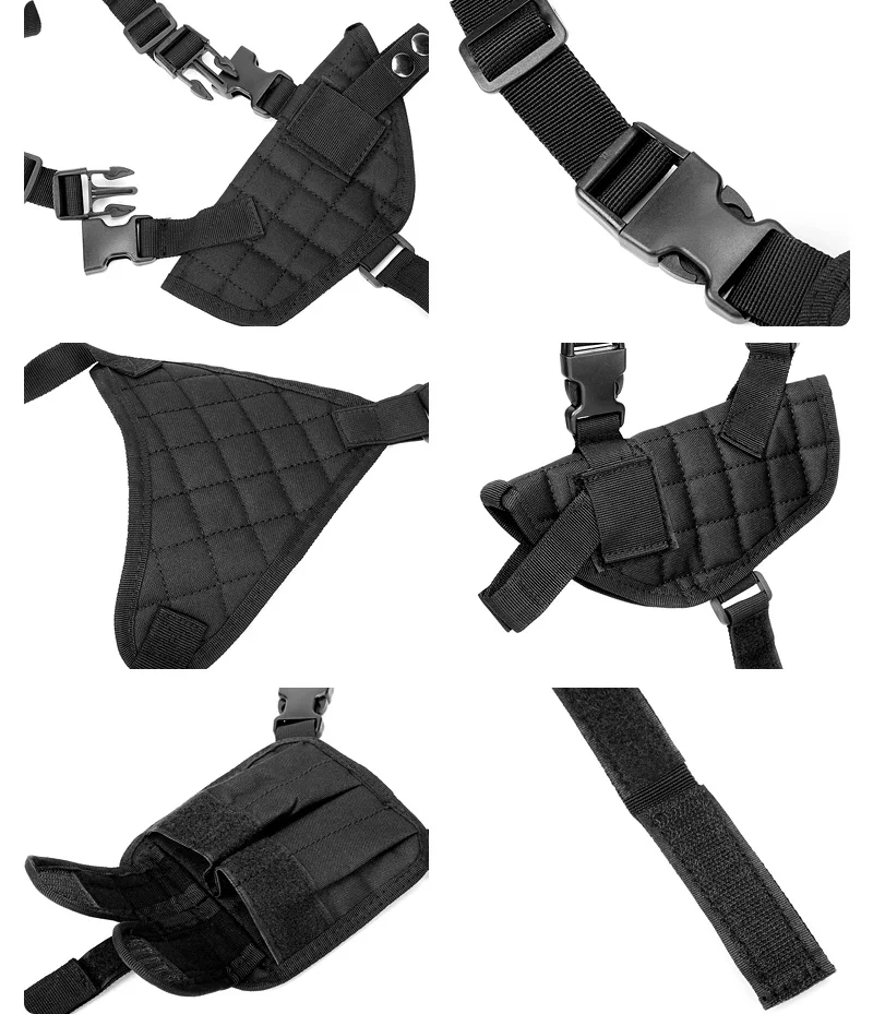 JSH Tactical Portable Double Shoulder Agent Messenger Bag Quick Pull Invisible Design Underarm Gun Holster Coupled Magazine