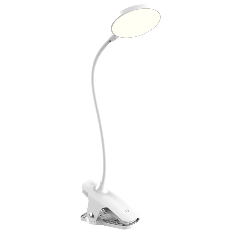 Led Desk Lamp With USB Power Foldable Clip Bed Reading Book Night Light LED White Table Lamp