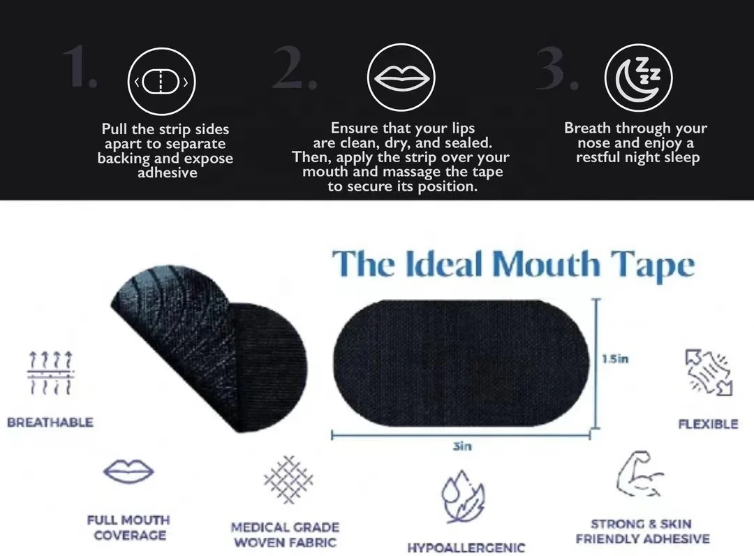 Reliable Quanzhou Manufacturer Custom Snoring Breathing Mouthtape Mouth Strips Tape Sleep Patches for Sleeping Nasal