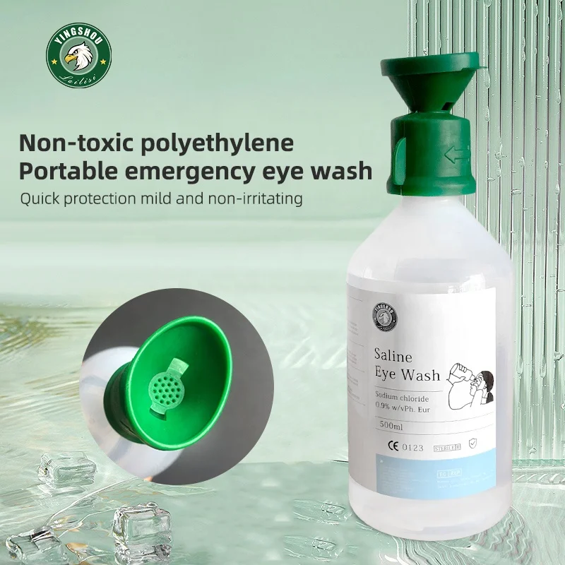 Portable Emergency Eyewash Station Comes with two 500ml sodium chloride irrigation solution 0.9%