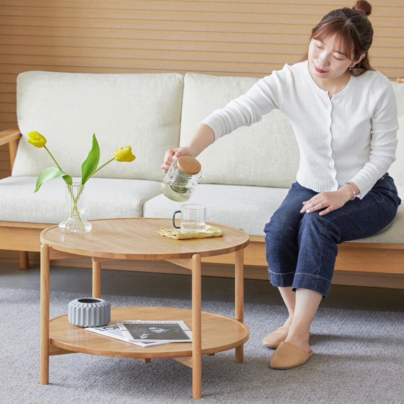 Small and practical, drop-proof solid oak coffee table CECF004