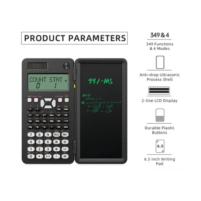 Wholesale lcd writing tablet board calculate fractions calculators solar 349 functions custom scientific calculator with notepad