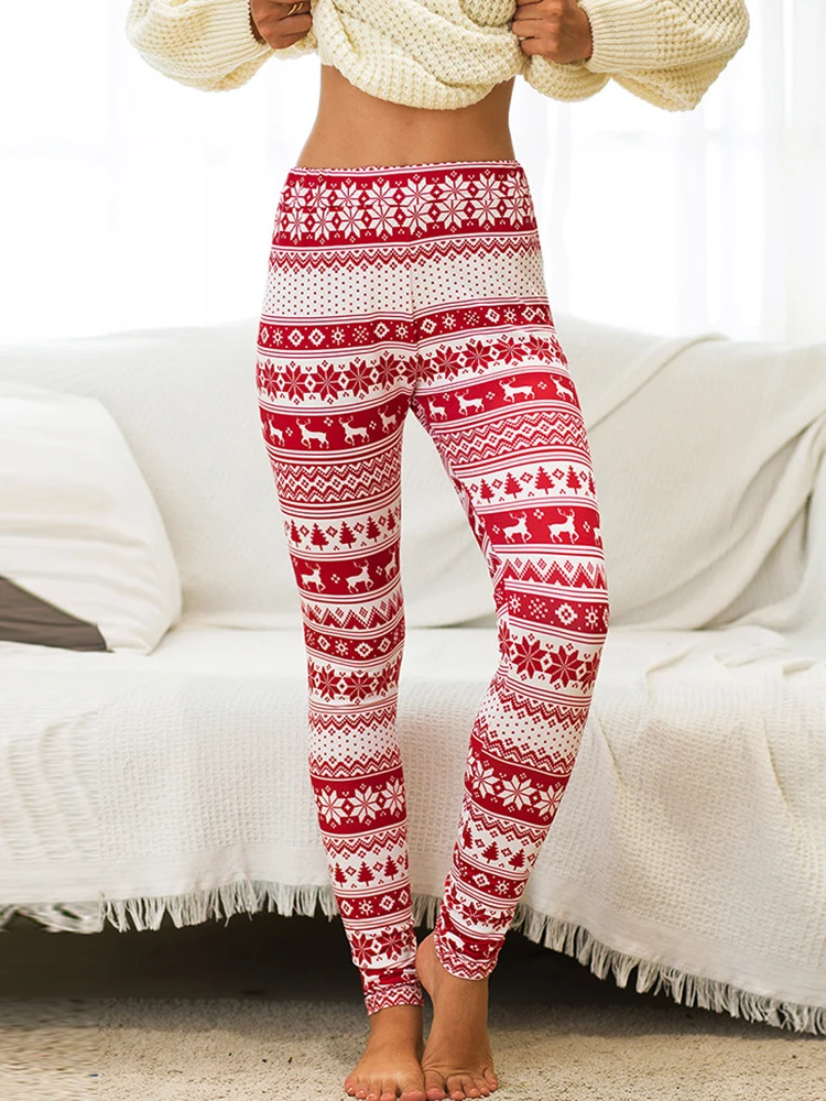2019 Winter Fashion Christmas Leggings Yoga Leggings Snowflake Reindeer Printing Leggings