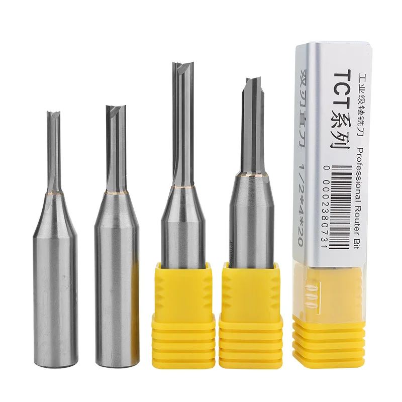 Customized Cheap Price 1/2  12mm shank TCT Two-Edged Straight Bit Router For CNC Wood Working Cutting bit