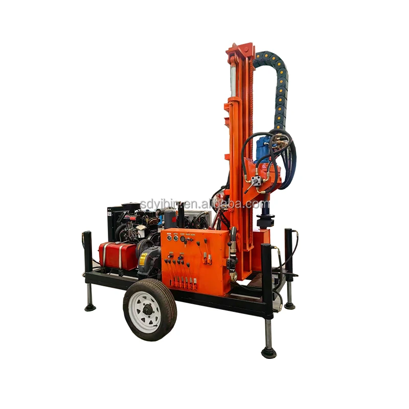 200m Mini Trailer Drilling Rig for Mining Water Well with BW160 mud pump mining machinery